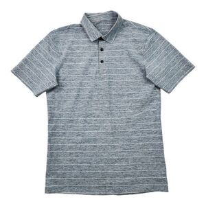 Lululemon Evolution Polo‎ Shirt Gray Striped Short Sleeve Mens Small